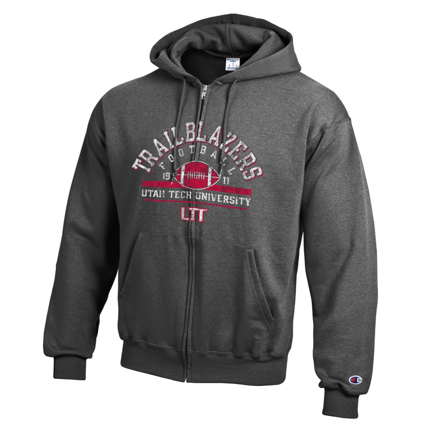 Grey hoodie with football logo