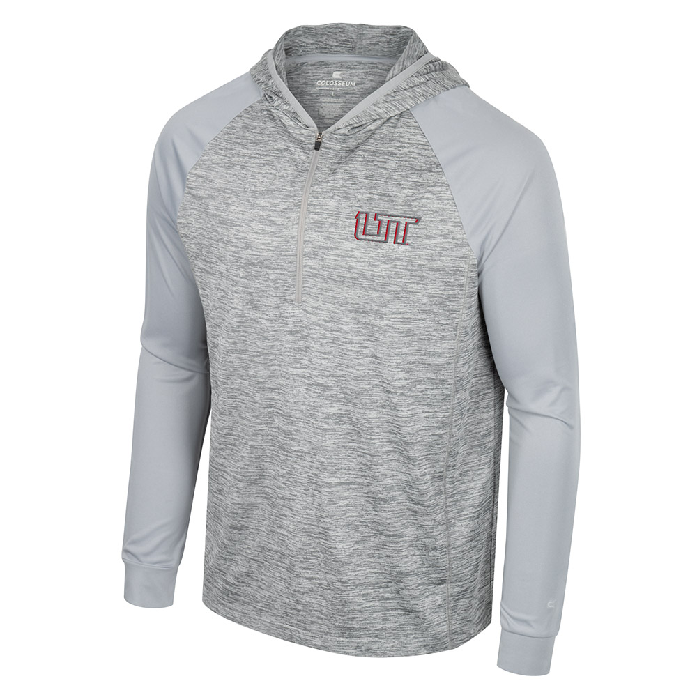 Grey quarter zip with Utah Tech logo