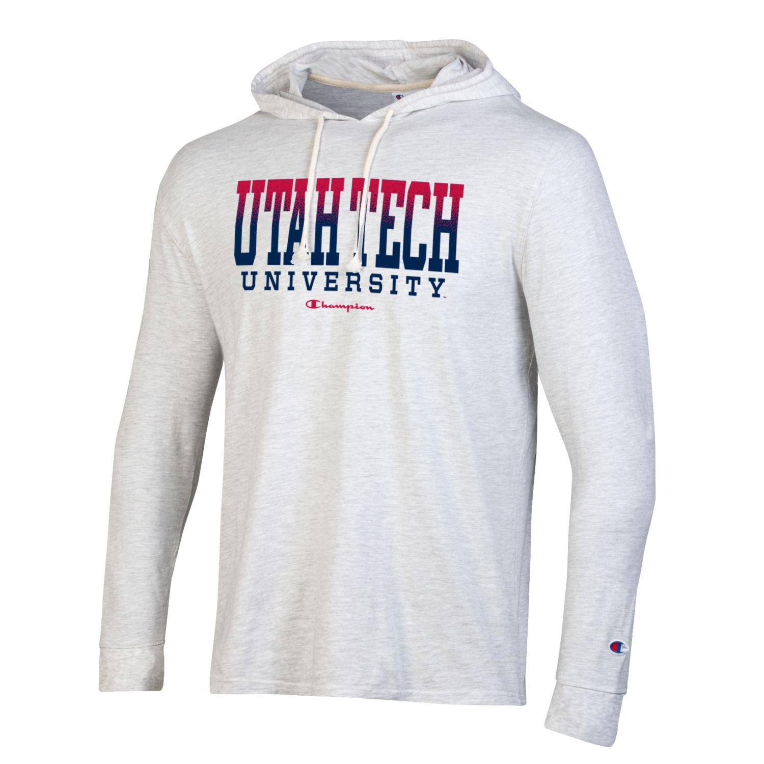 Heather grey hoodie with Utah Tech logo